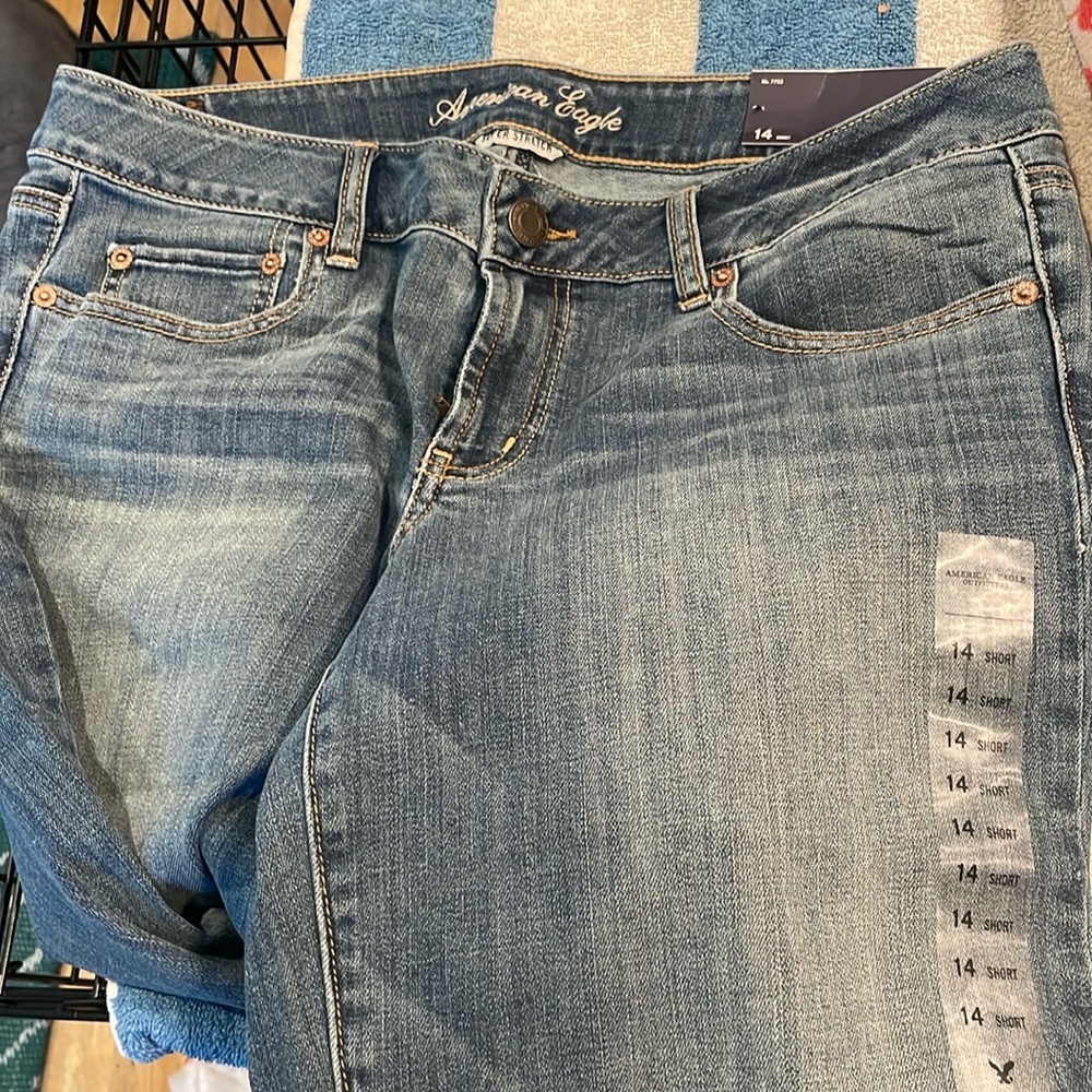 2 Pair for $40 American Eagle Super Stretch 14S favorite boyfriend jeans NWT